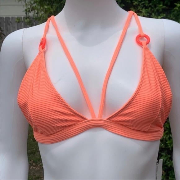 💋NWT Lovers + friends strappy ribbed modest coverage bikini top - Picture 2 of 16